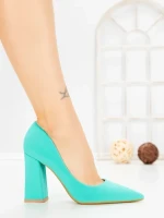 Pantofi cu Toc Gros G60-10 GREEN | FESTISIMO