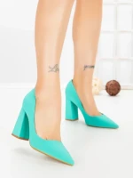Pantofi cu Toc Gros G60-10 GREEN | FESTISIMO