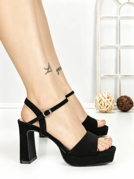 Sandale Dama cu Toc Gros si Platforma GH2477 BLACK | FESTISIMO