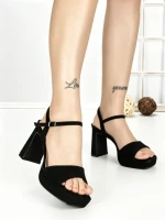 Sandale Dama cu Toc Gros si Platforma GH2477 BLACK | FESTISIMO