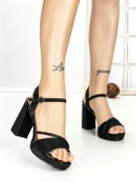 Sandale Dama cu Toc Gros si Platforma Y328-66 BLACK | FESTISIMO