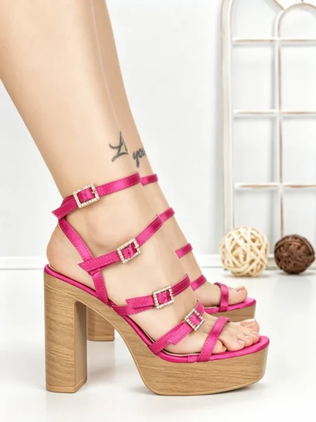 Sandale Dama cu Toc Gros si Platforma Y328-52 FUCSIA | FESTISIMO