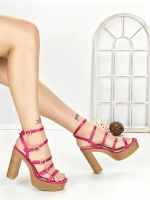 Sandale Dama cu Toc Gros si Platforma Y328-52 FUCSIA | FESTISIMO