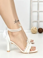 Sandale Dama cu Toc Gros TOT-170 WHITE | L.DAY