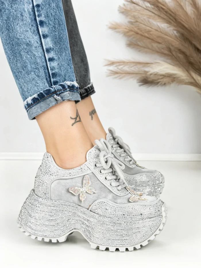 Pantofi Sport Dama cu Platforma 3603-3 GREY | MEI