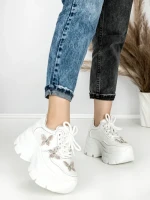 Pantofi Sport Dama cu Platforma 3617 WHITE | MEI