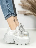 Pantofi Sport Dama cu Platforma 3617 SILVER | MEI