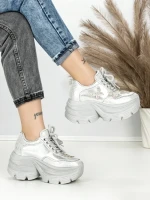 Pantofi Sport Dama cu Platforma 3617 SILVER | MEI