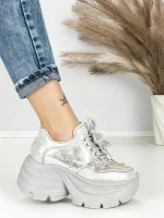 Pantofi Sport Dama cu Platforma 3617 SILVER | MEI