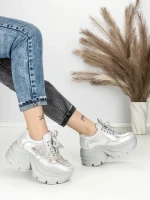 Pantofi Sport Dama cu Platforma 3617 SILVER | MEI