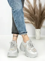 Pantofi Sport Dama cu Platforma 3617 SILVER | MEI