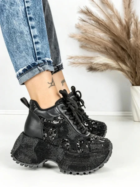 Ghete Dama cu Platforma 8580-2 BLACK | MEI