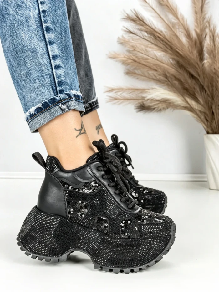 Ghete Dama cu Platforma 8580-2 BLACK | MEI