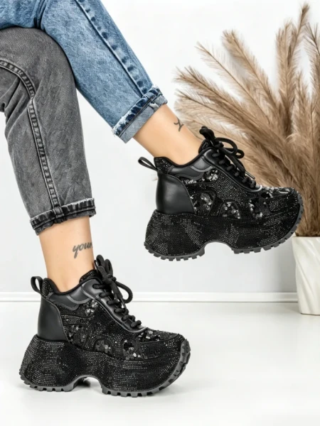 Ghete Dama cu Platforma 8580-2 BLACK | MEI
