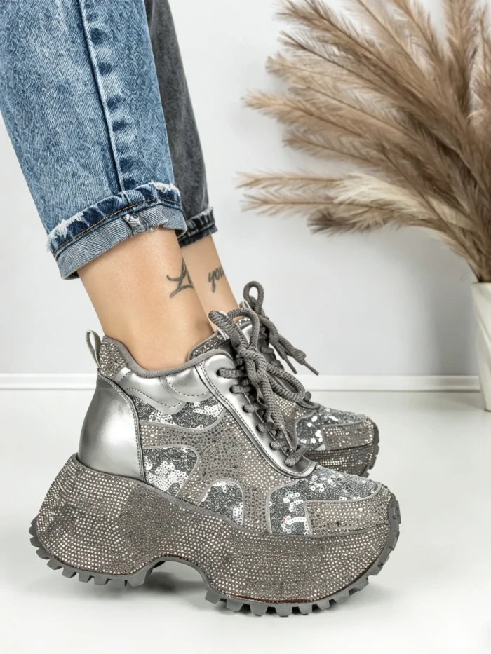 Ghete Dama cu Platforma 8580-2 GREY | MEI