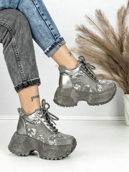 Ghete Dama cu Platforma 8580-2 GREY | MEI