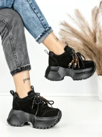 Pantofi Sport Dama cu Platforma 6581-1 BLACK | MEI