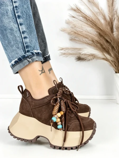 Pantofi Sport Dama cu Platforma 6581-1 BROWN | MEI