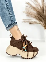 Pantofi Sport Dama cu Platforma 6581-1 BROWN | MEI