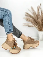 Pantofi Sport Dama cu Platforma 6581-1 KHAKI | MEI