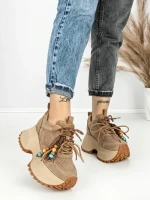 Pantofi Sport Dama cu Platforma 6581-1 KHAKI | MEI
