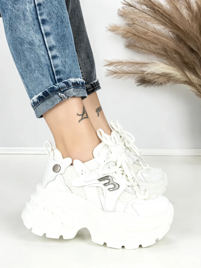 Pantofi Sport Dama cu Platforma 3605-7 WHITE | MEI