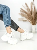 Pantofi Sport Dama cu Platforma 3605-7 WHITE | MEI