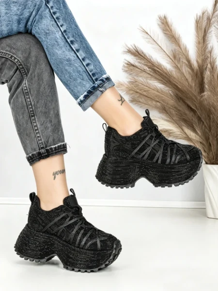 Pantofi Sport Dama cu Platforma 3603-2 BLACK | MEI