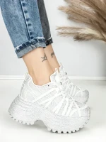 Pantofi Sport Dama cu Platforma 3603-2 WHITE | MEI