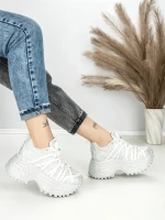 Pantofi Sport Dama cu Platforma 3603-2 WHITE | MEI