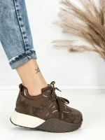 Pantofi Sport Dama cu Platforma 3A1-1 DARK BROWN | MEI