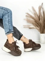 Pantofi Sport Dama cu Platforma 3A1-1 DARK BROWN | MEI