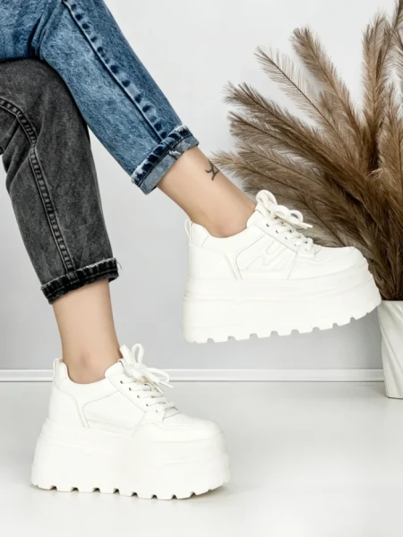 Pantofi Sport Dama cu Platforma 6208-52 WHITE | MEI