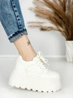 Pantofi Sport Dama cu Platforma 6208-52 WHITE | MEI