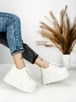 Pantofi Sport Dama cu Platforma 6208-52 WHITE | MEI