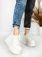 Pantofi Sport Dama cu Platforma 6208-52 WHITE | MEI