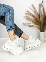 Pantofi Sport Dama cu Platforma 3606-1 WHITE | MEI