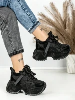 Pantofi Sport Dama cu Platforma 6580-8 BLACK | MEI