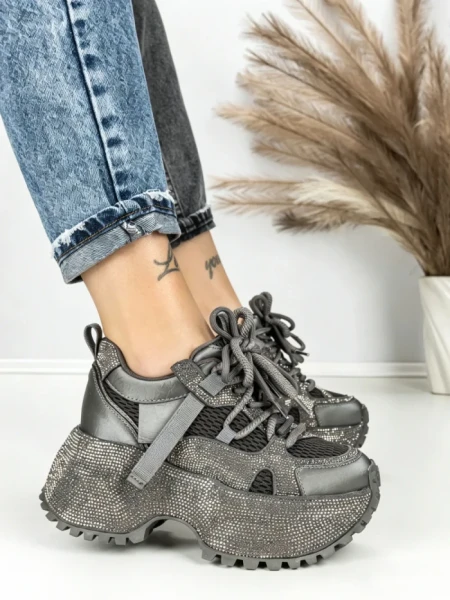 Pantofi Sport Dama cu Platforma 6580-8 GREY | MEI
