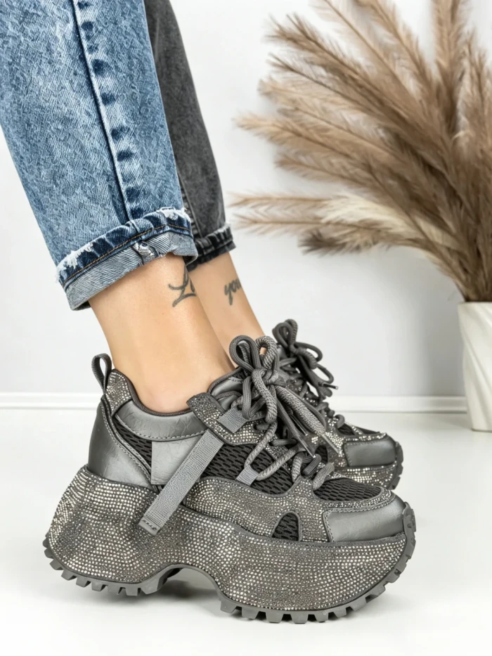 Pantofi Sport Dama cu Platforma 6580-8 GREY | MEI