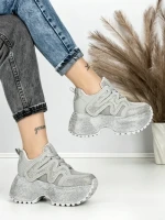 Pantofi Sport Dama cu Platforma 6580-2 SILVER | MEI