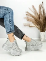 Pantofi Sport Dama cu Platforma 6580-2 SILVER | MEI