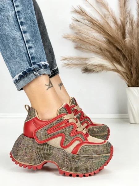 Pantofi Sport Dama cu Platforma 6580-2 RED | MEI