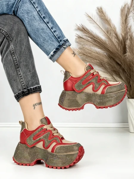 Pantofi Sport Dama cu Platforma 6580-2 RED | MEI