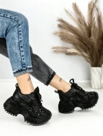 Pantofi Sport Dama cu Platforma 6580-5 BLACK | MEI