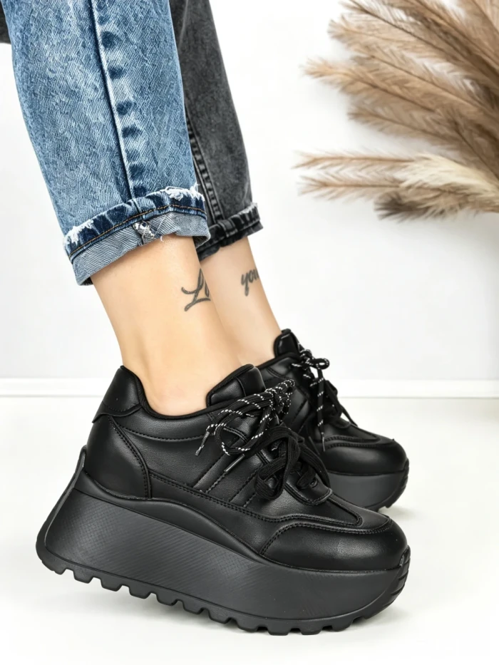 Pantofi Sport Dama cu Platforma 3570 BLACK | MEI