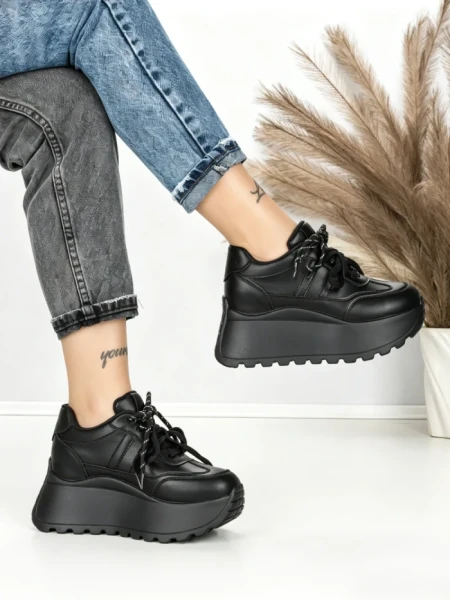 Pantofi Sport Dama cu Platforma 3570 BLACK | MEI