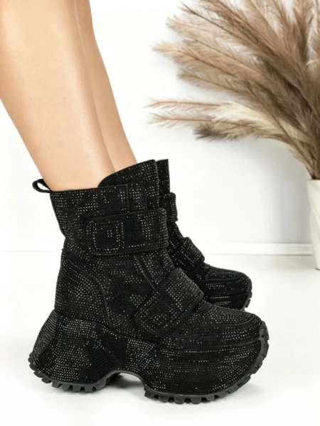 Ghete Dama cu Platforma 8580-6 BLACK | MEI