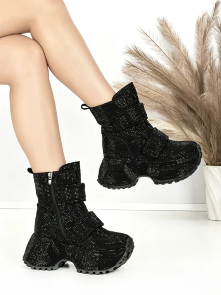 Ghete Dama cu Platforma 8580-6 BLACK | MEI