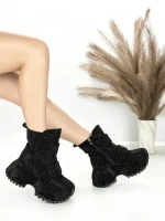 Ghete Dama cu Platforma 8580-6 BLACK | MEI
